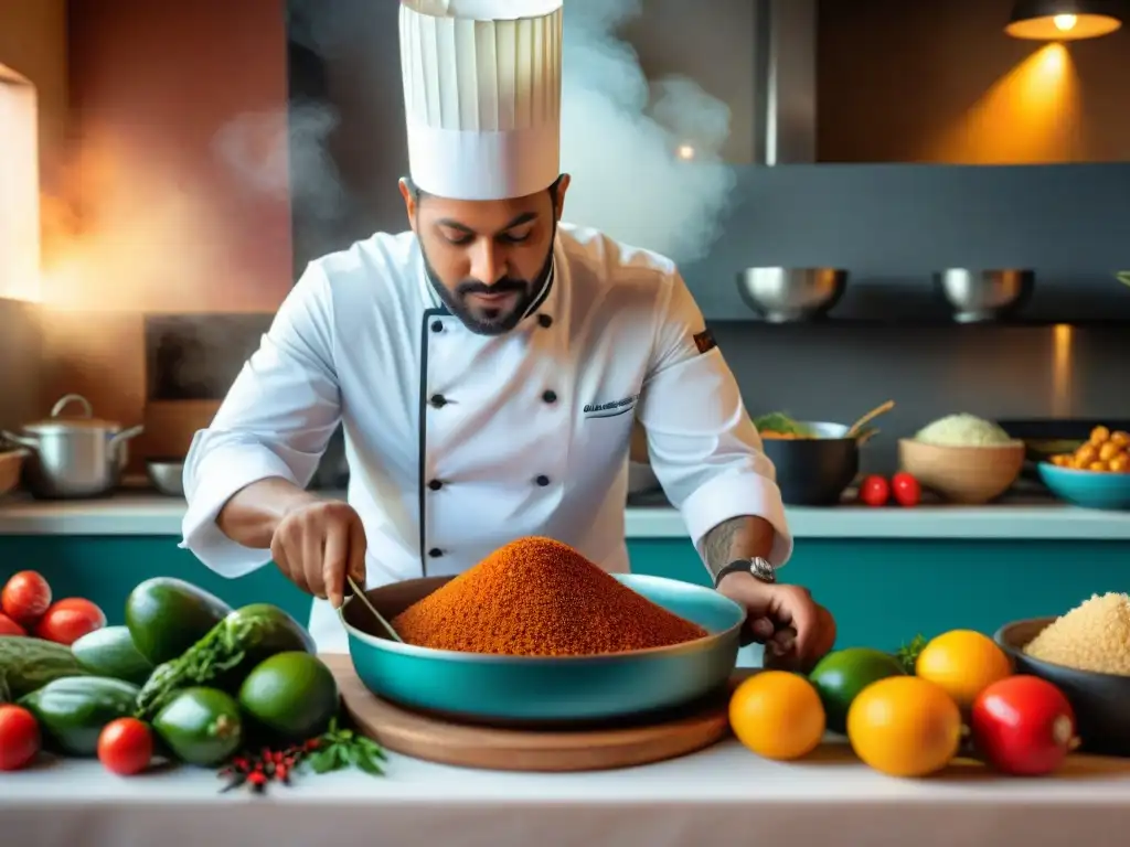 Un chef experto prepara con pasión platos de gastronomía francesa caribeña recetas tradicionales