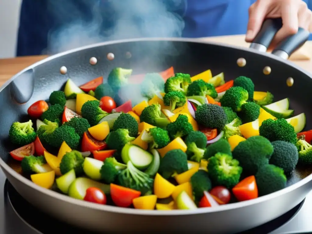 Chef experto creando ratatouille vegetal con técnicas avanzadas