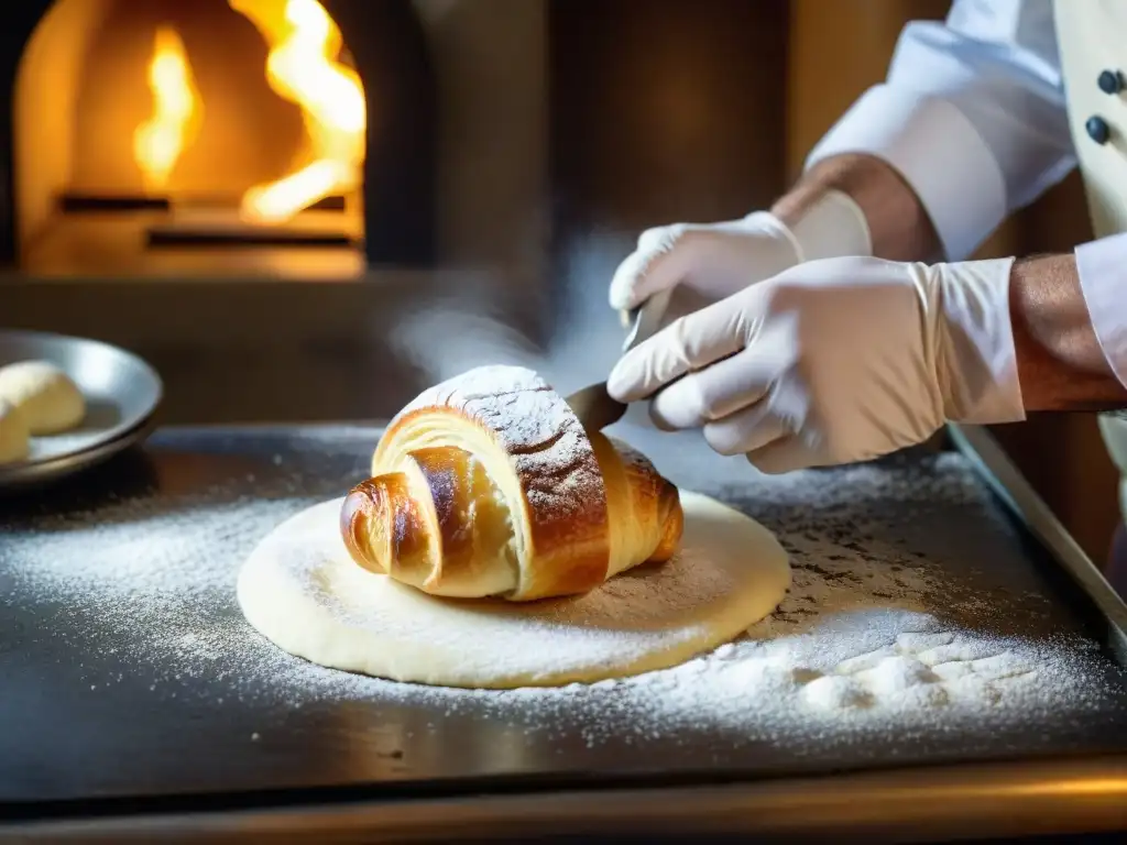 Chef experto revive recetas históricas francesas al moldear croissants con precisión en cocina rústica