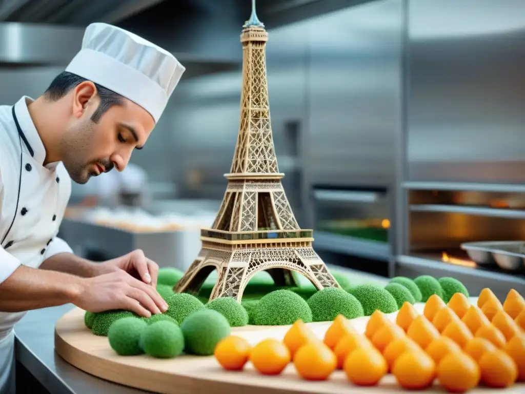 Chef experto esculpe Torre Eiffel en azúcar para concurso cocina estilo francés