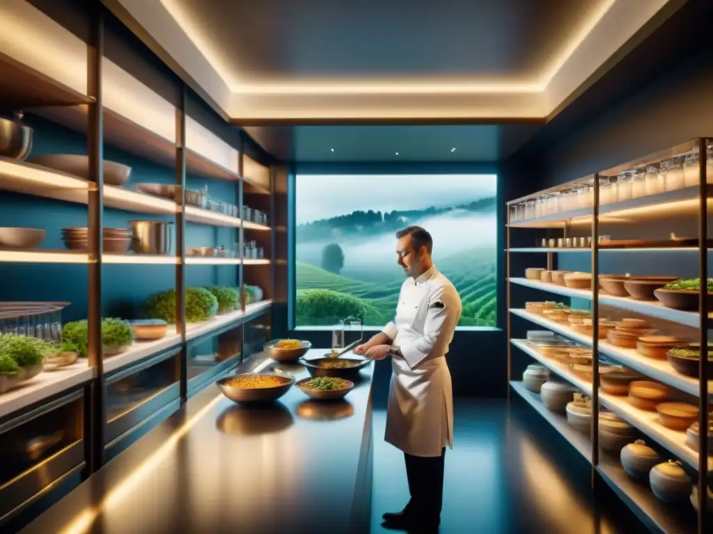 Chef preparando exquisita cocina en restaurante Estrella Michelin en Francia