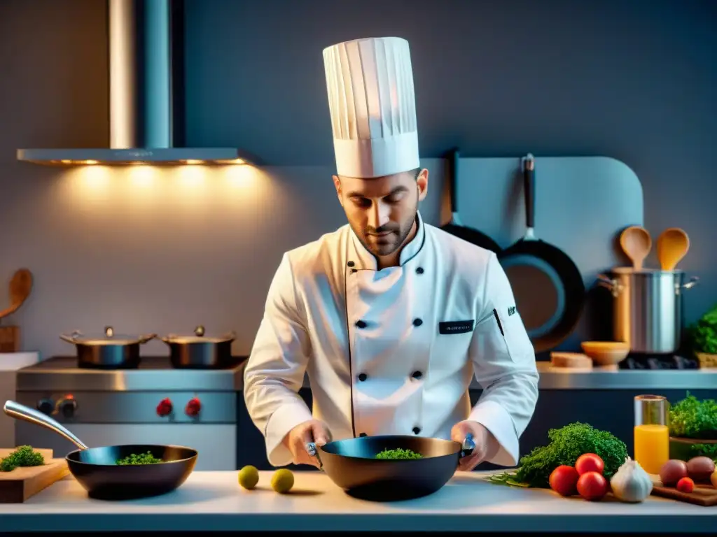 Un chef francés innovando en la cocina, fusionando tradición y modernidad