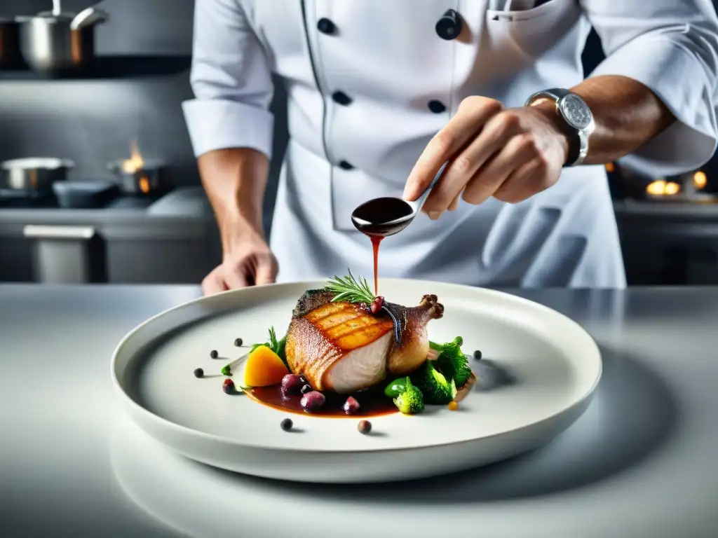 Un chef francés redefiniendo la cocina tradicional con arte y precisión en un plato innovador