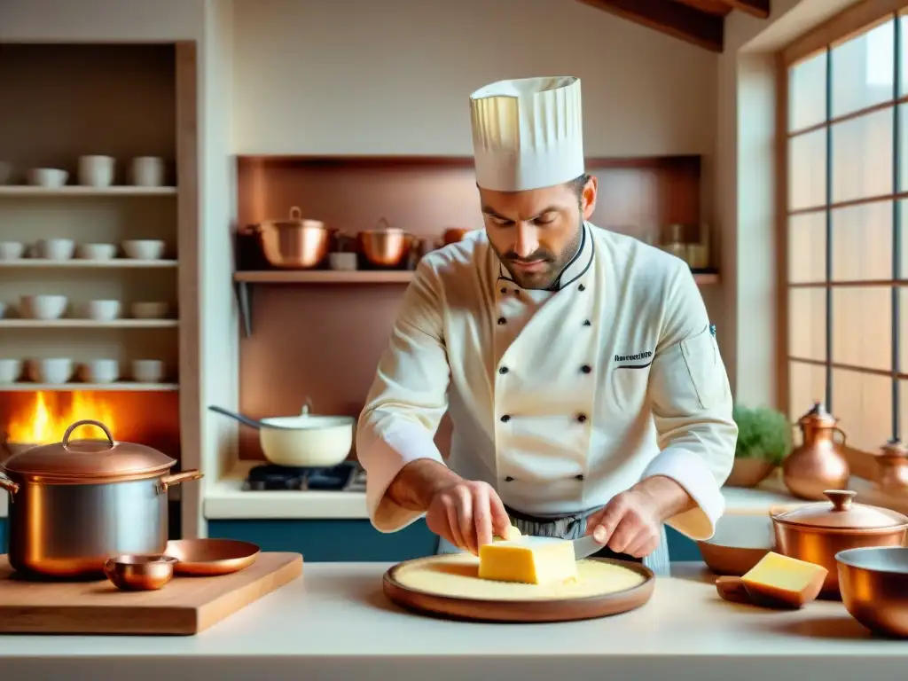 El chef francés experto en lácteos revoluciona la gastronomía en una cocina tradicional llena de utensilios de cobre y productos lácteos