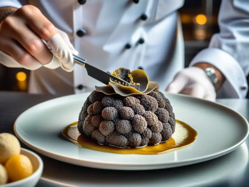Chef francés en restaurante estrellado: trufa negra Un chef francés famoso revela los secretos culinarios de la trufa en un restaurante de alta cocina