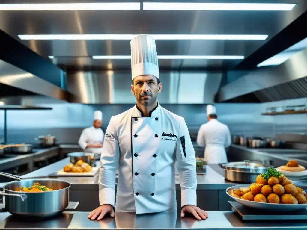 Un chef francés innovador en una cocina vanguardista