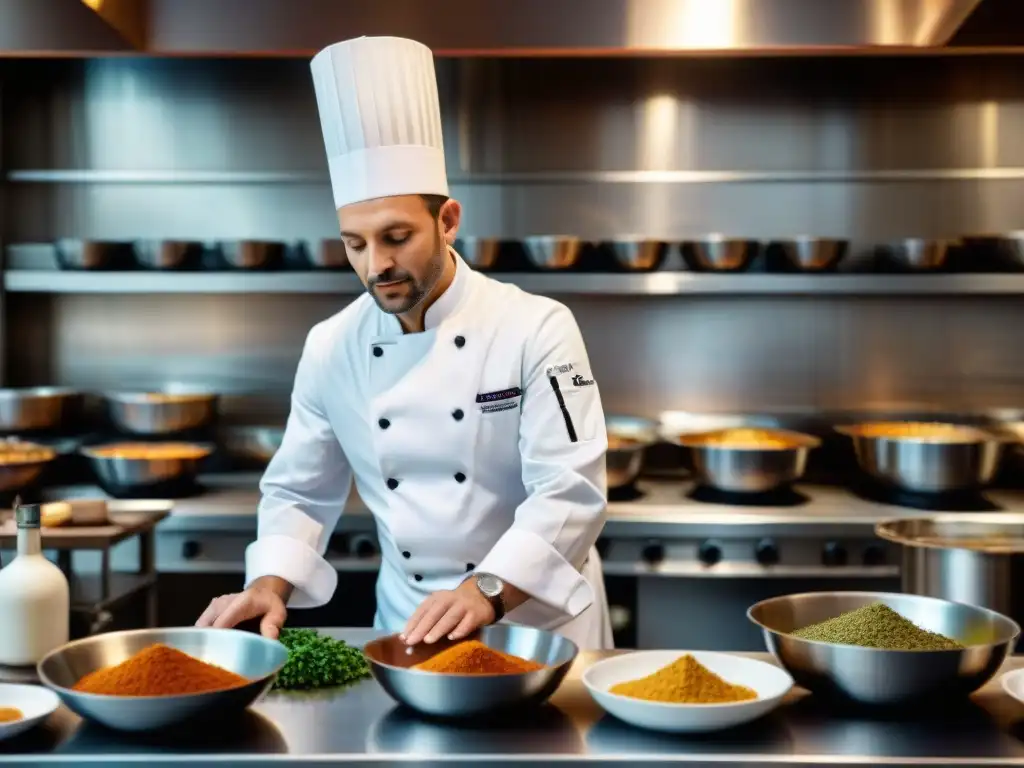 Un chef francés preparando un plato en Mont Saint Michel