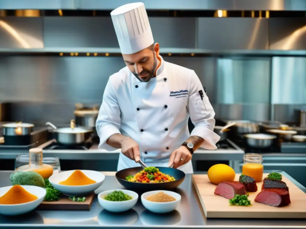 Un chef francés renombrado fusiona ingredientes tradicionales con técnicas innovadoras, mostrando la evolución de la gastronomía francesa