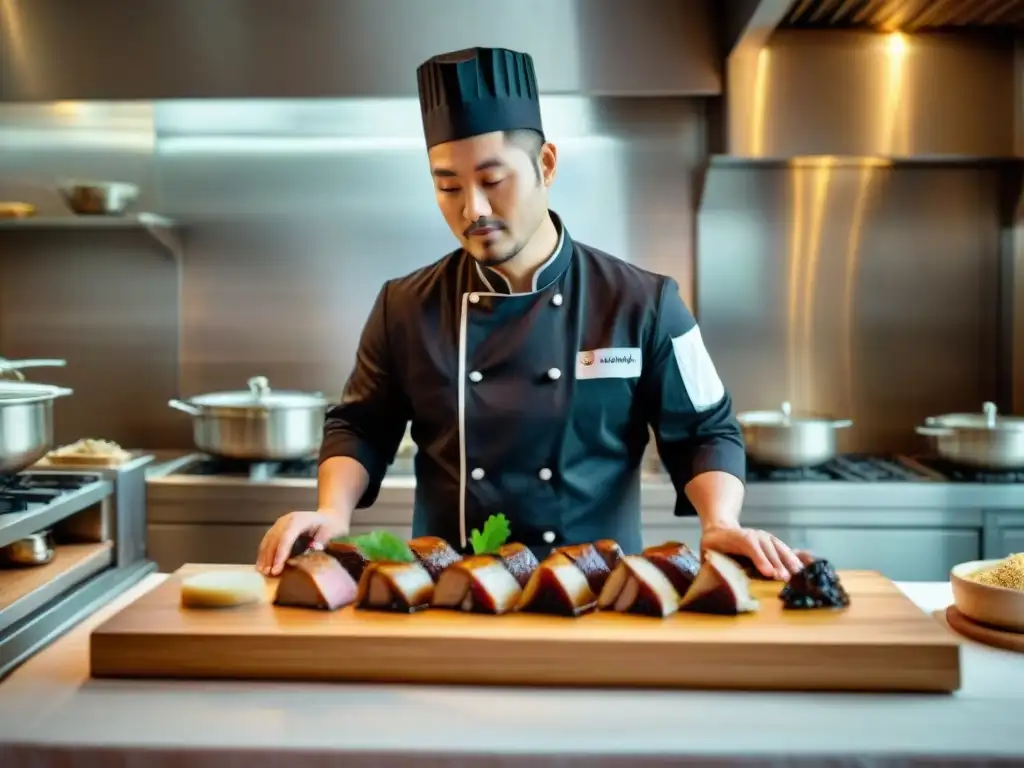 Chef francés fusionando sabores: innovación gastronómica francesa con foie y ingredientes asiáticos de alta calidad