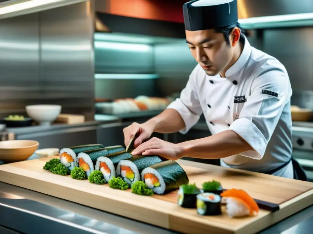 Un chef francés innovador fusiona técnicas asiáticas: sushi meticulosamente elaborado