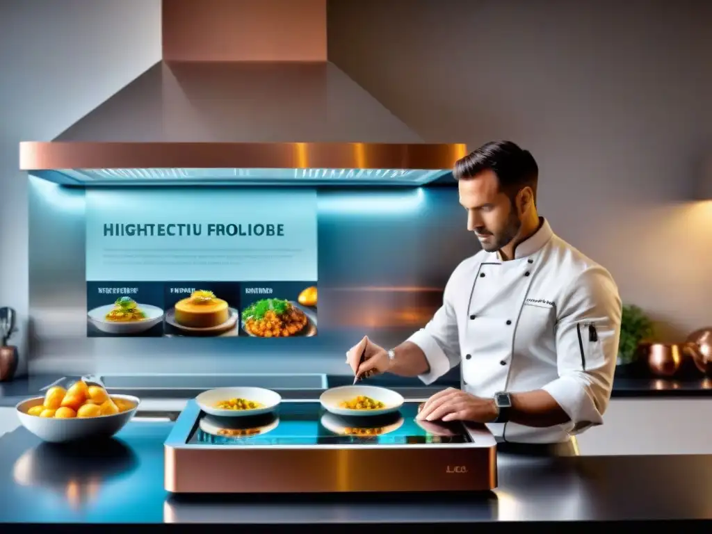 Chef francés fusiona tradición y tecnología en cocina ultramoderna Un chef francés utiliza herramientas digitales en una cocina de alta tecnología en Francia