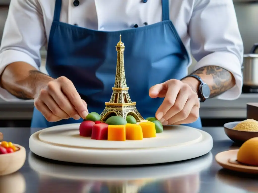 Un chef francés usa una impresora 3D para crear una réplica de la Torre Eiffel con ingredientes comestibles, fusionando tradición e innovación en gastronomía