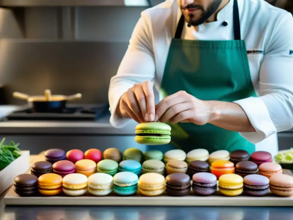 Un chef de pastelería francés crea un macaron con ingredientes naturales y herramientas ecofriendly