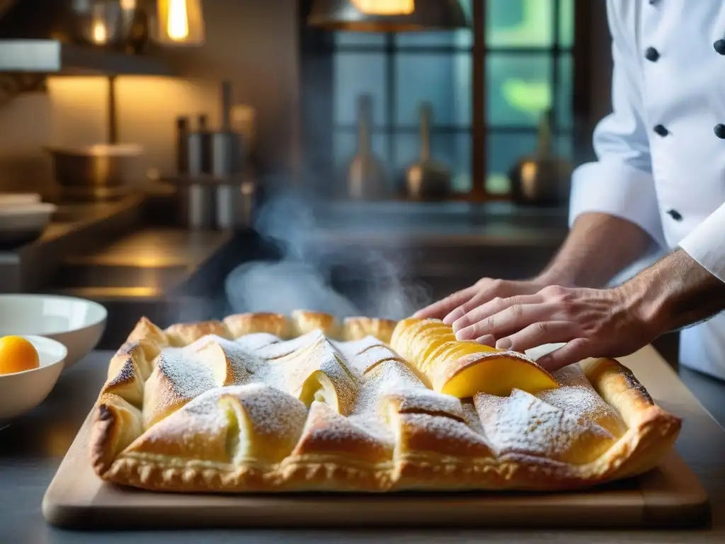 Un chef francés crea una obra maestra en una cocina parisina, para eventos gastronómicos exclusivos en París