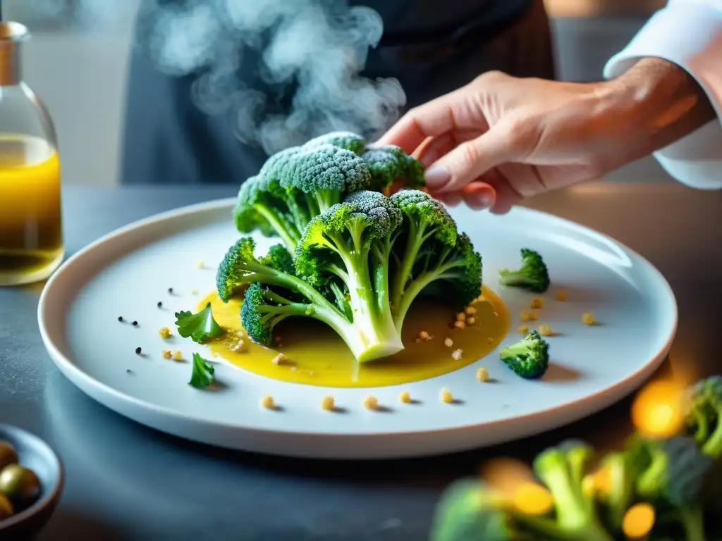 Un chef francés crea una obra maestra culinaria con brócoli en la cocina francesa