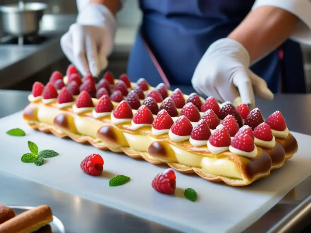 Un chef pastelero francés experto en acción, revelando los secretos de la pastelería francesa en la competencia por el Gran Premio