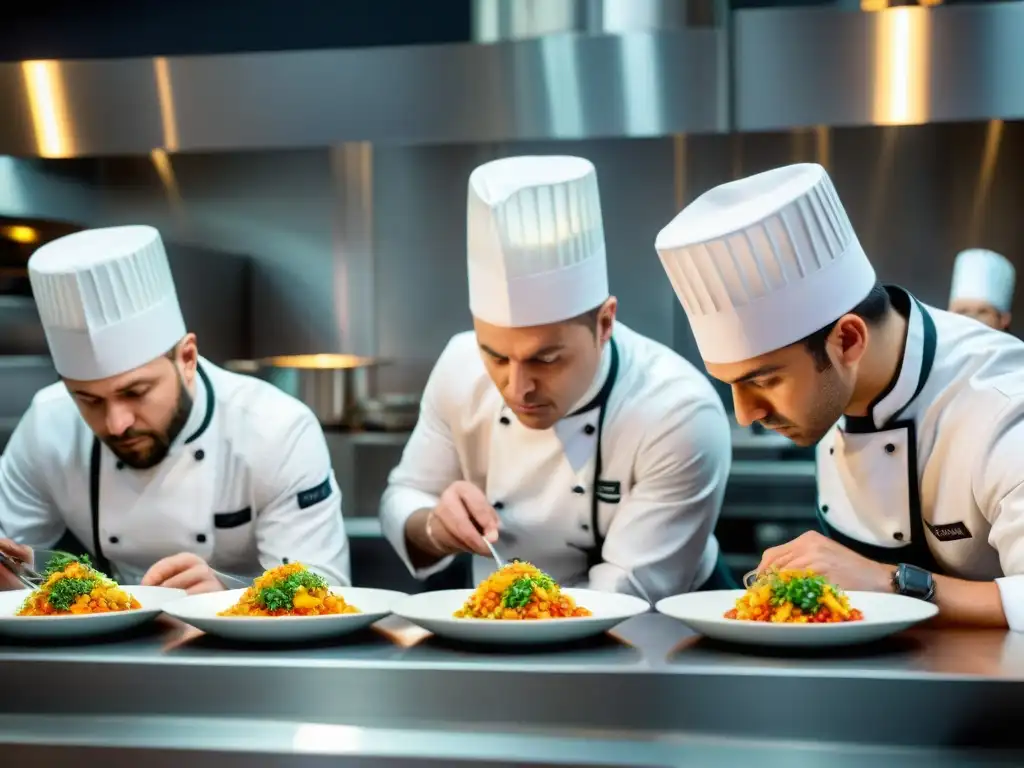 Un chef se concentra en plato en competencia culinaria