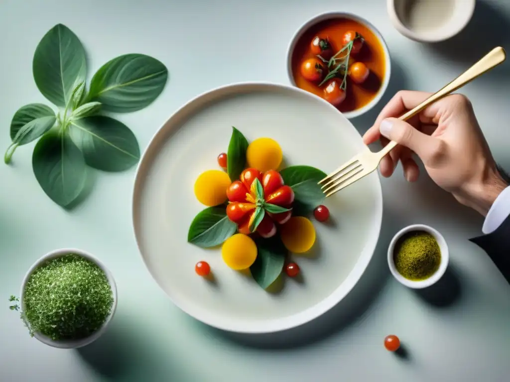 Un chef francés transforma un plato con pequeños cambios de color, creando una obra culinaria vibrante y meticulosa