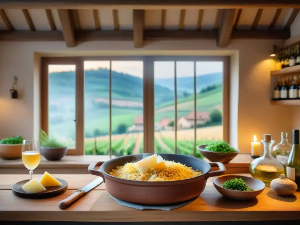 El chef prepara con maestría un plato tradicional Alsaciano en una cocina rústica, fusionando las tradiciones culinarias de Alsacia y Lorena