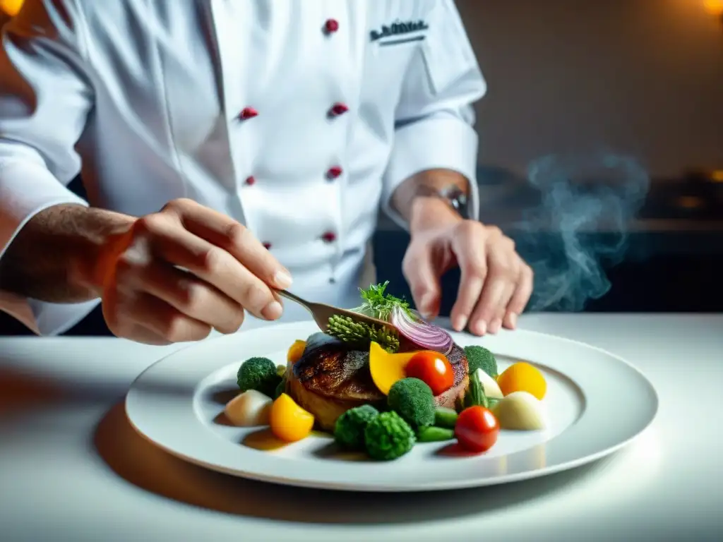 Chef francés crea una presentación de comida francesa visualmente impresionante