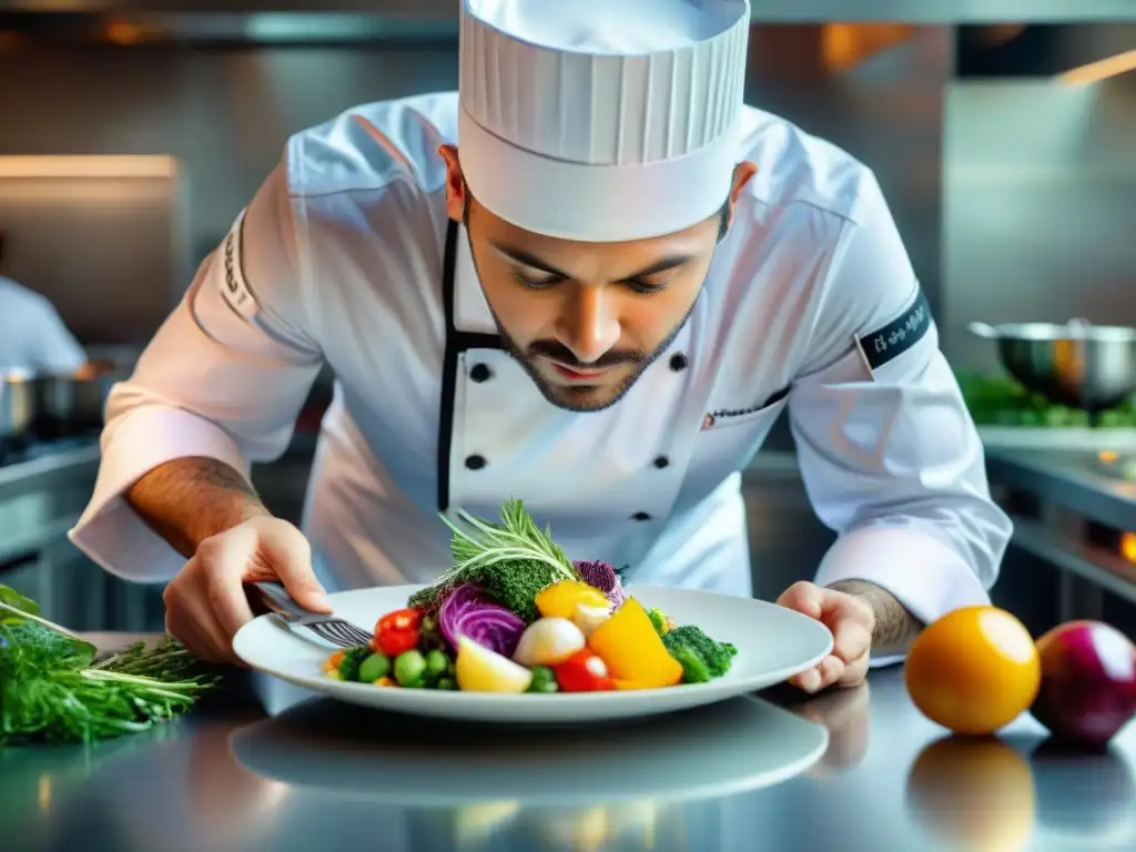 Chef profesional plato colorido - Importancia del color en gastronomía