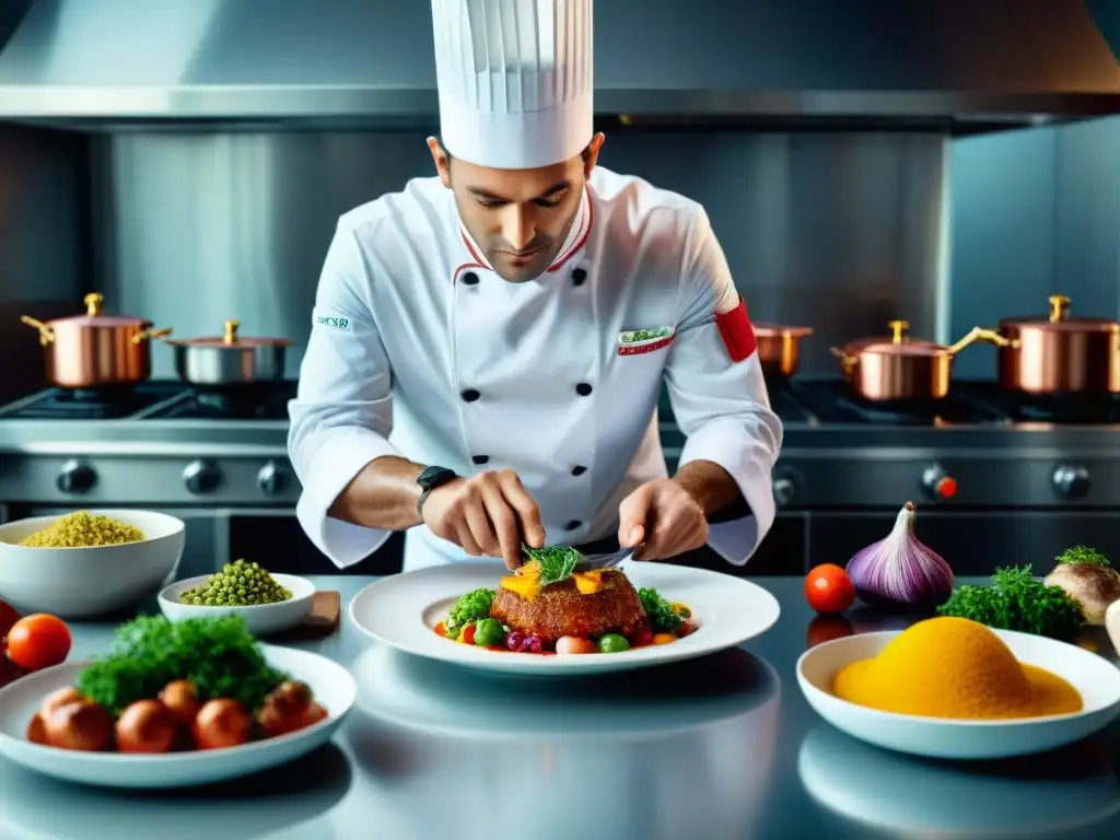 Un chef francés transforma con maestría una receta tradicional en una obra culinaria contemporánea, fusionando gastronomía francesa con innovación