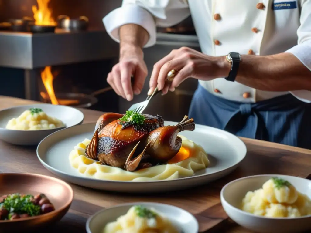 Un chef revive recetas históricas francesas con un exquisito coq au vin sobre puré de papas