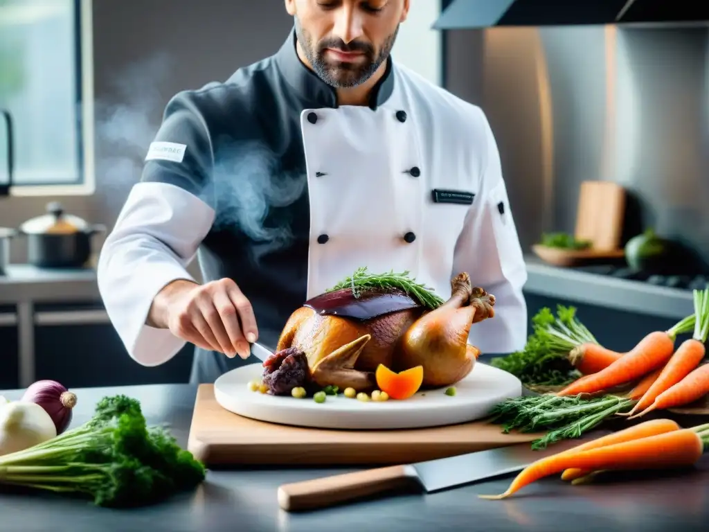 Un chef francés fusiona recetas al vacío con la cocina tradicional preparando un Coq au Vin