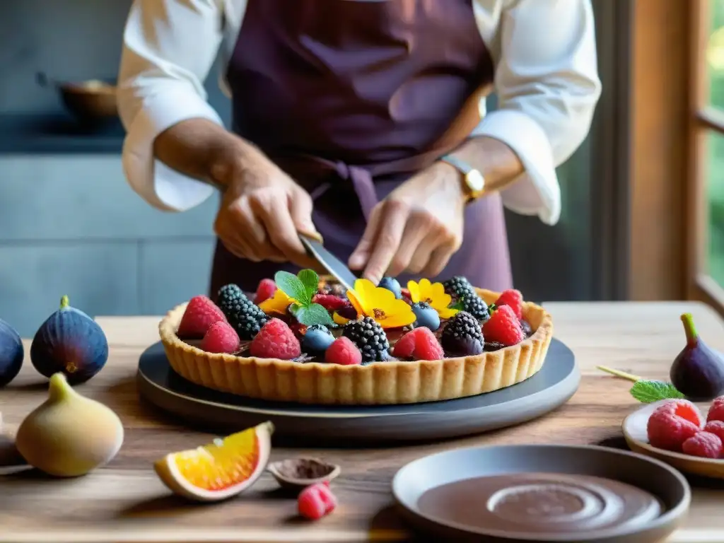 Un chef de repostería francés crea una obra maestra con frutas y verduras de una huerta de permacultura