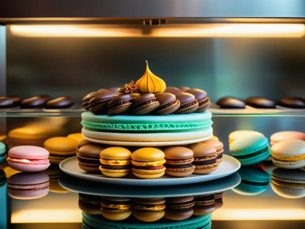 Un chef repostero francés usando técnicas avanzadas de decoración en una tarta Opera