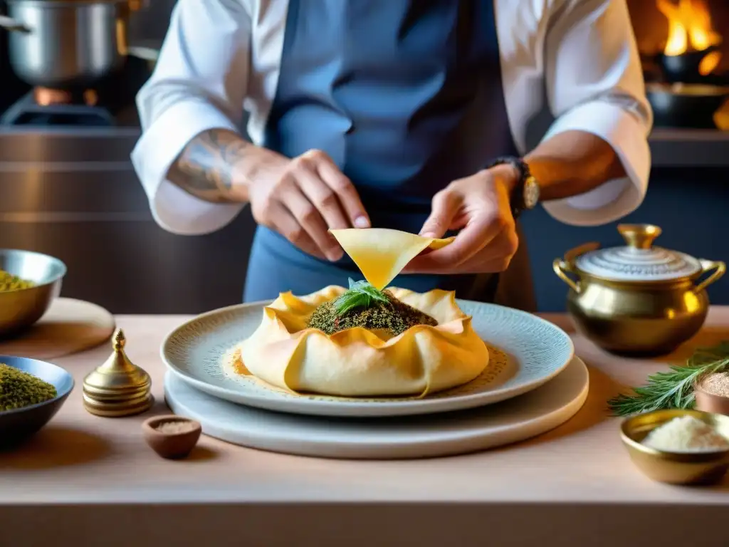 Un chef francés fusiona sabores árabes y franceses en una pastilla, en una cocina parisina