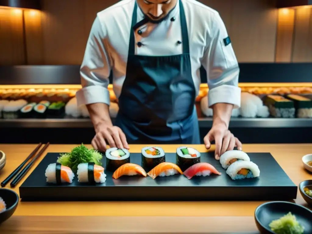 Chef francés innova con técnicas asiáticas en sushi bar japonés, fusionando culturas culinarias