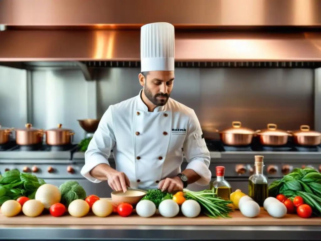 Un chef francés fusiona técnicas culinarias francesas e italianas en una cocina bulliciosa