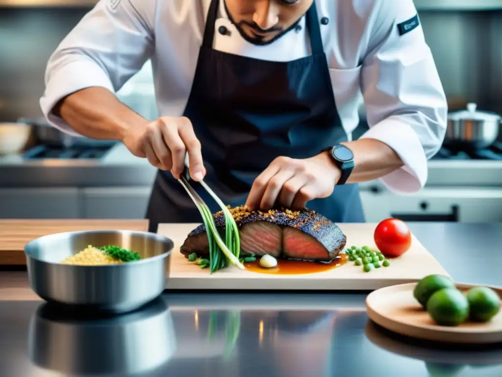 Chef francés fusiona técnicas culinarias francesas con sabores asiáticos en una cocina moderna