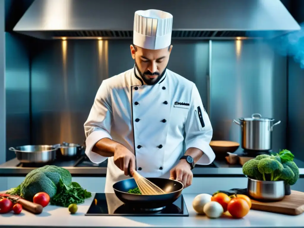 Un chef fusiona tradición y tecnología en recetas francesas olvidadas, representando el renacimiento culinario