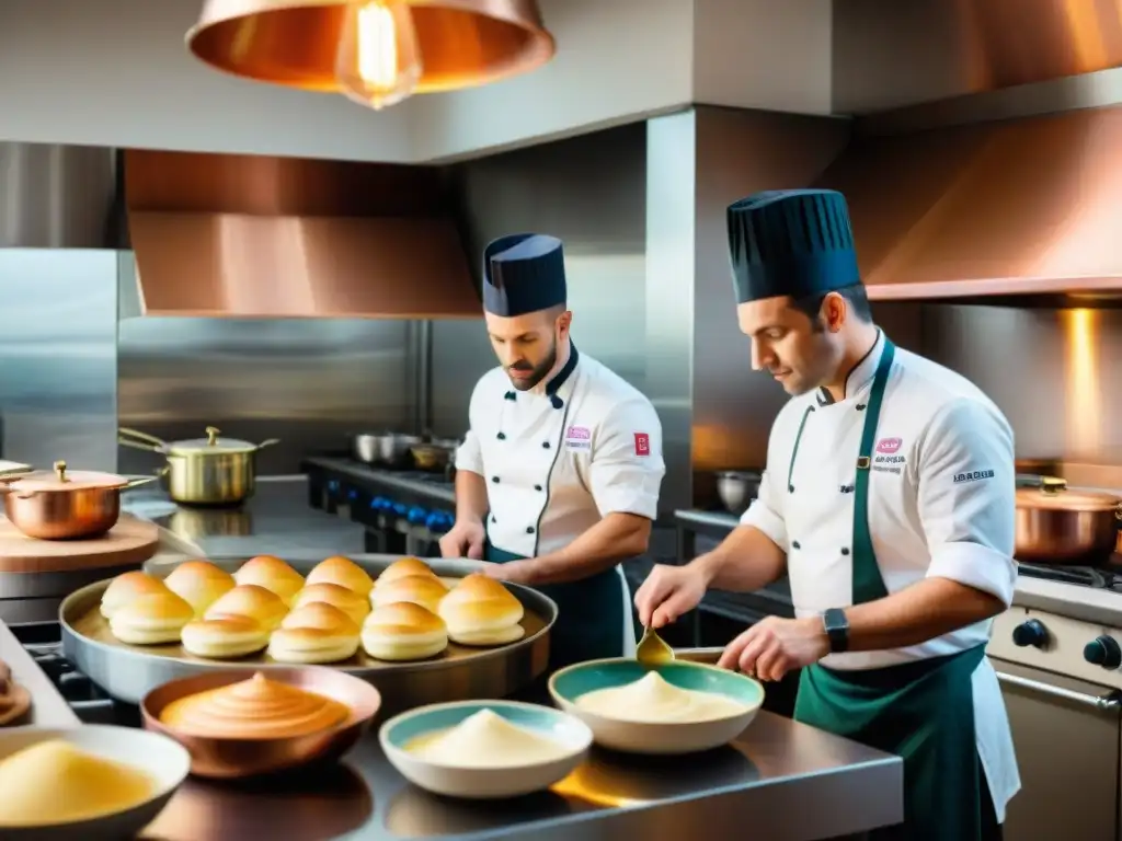 Cocina francesa en acción: chefs apasionados en una cocina bulliciosa