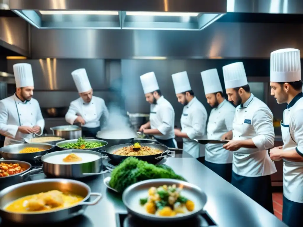 Cocina francesa en su esplendor: chefs preparando exquisitos platos en un servicio estrella Michelin