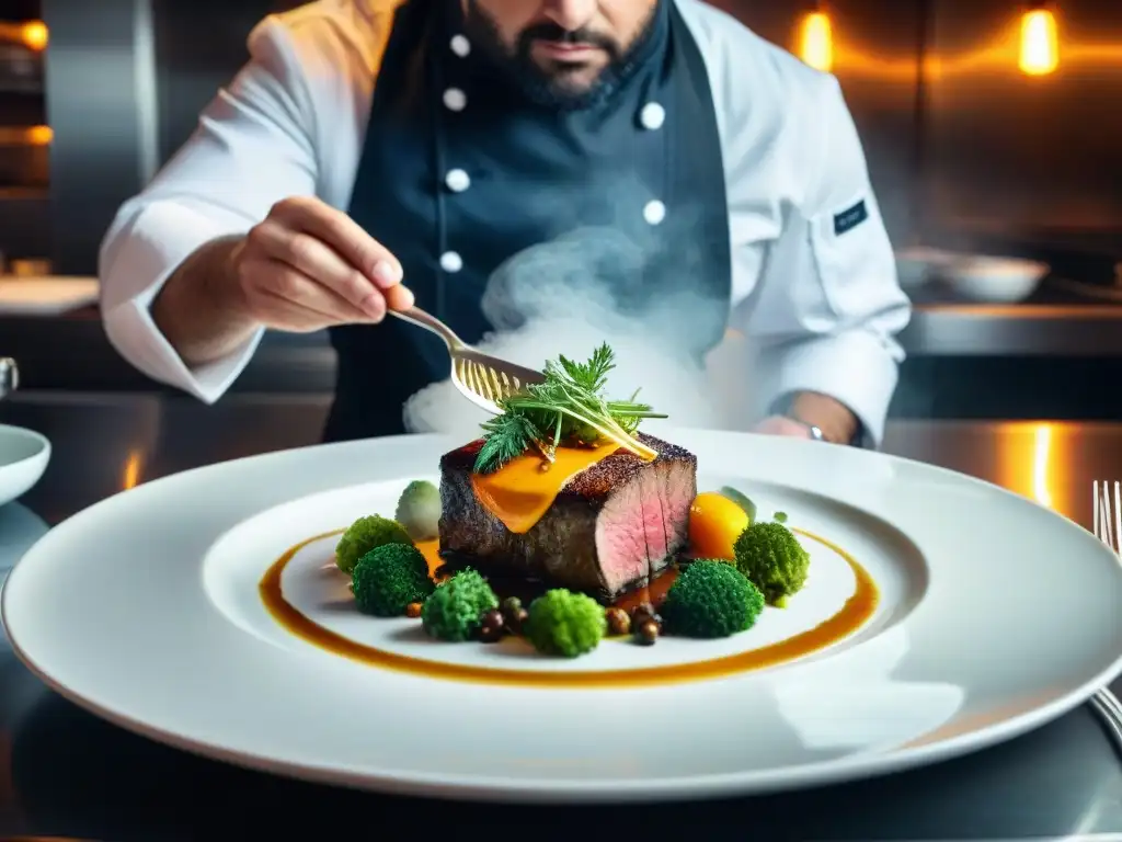 Una cocina francesa innovadora en Le Chateaubriand, donde un equipo diverso trabaja en armonía creando platos modernos y detallados