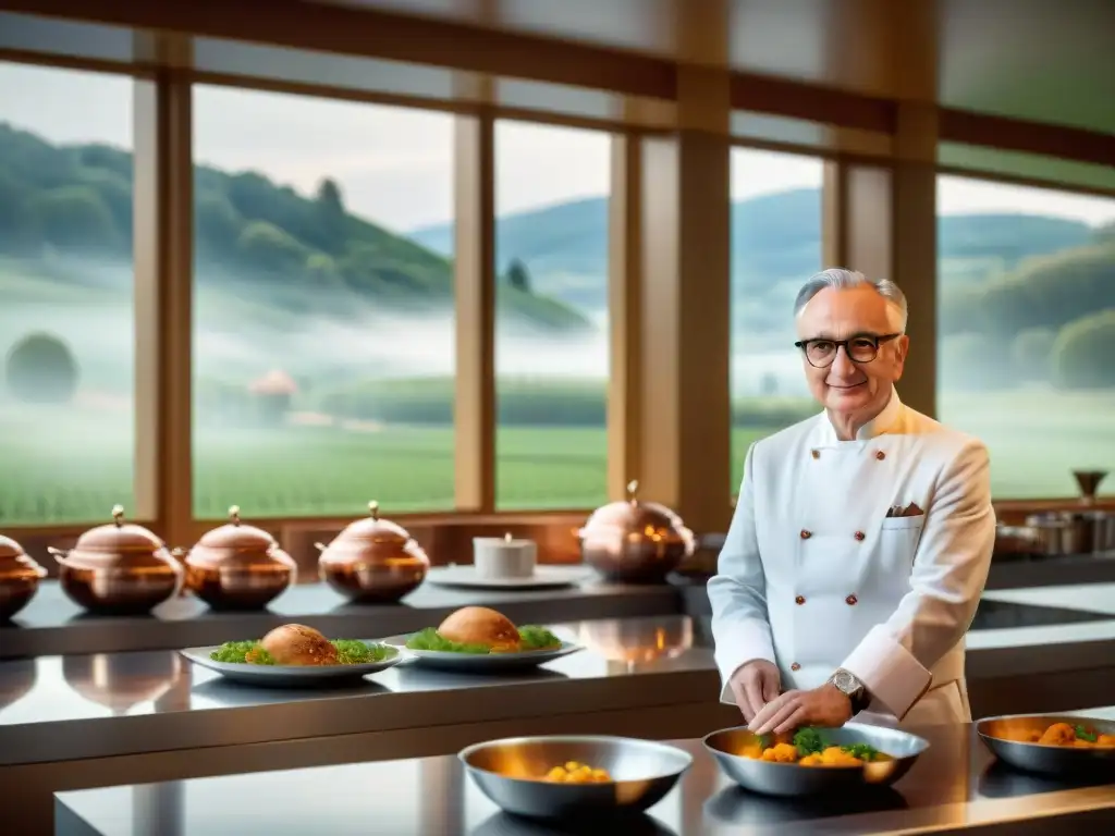Alain Ducasse en su cocina francesa de lujo, plato meticuloso