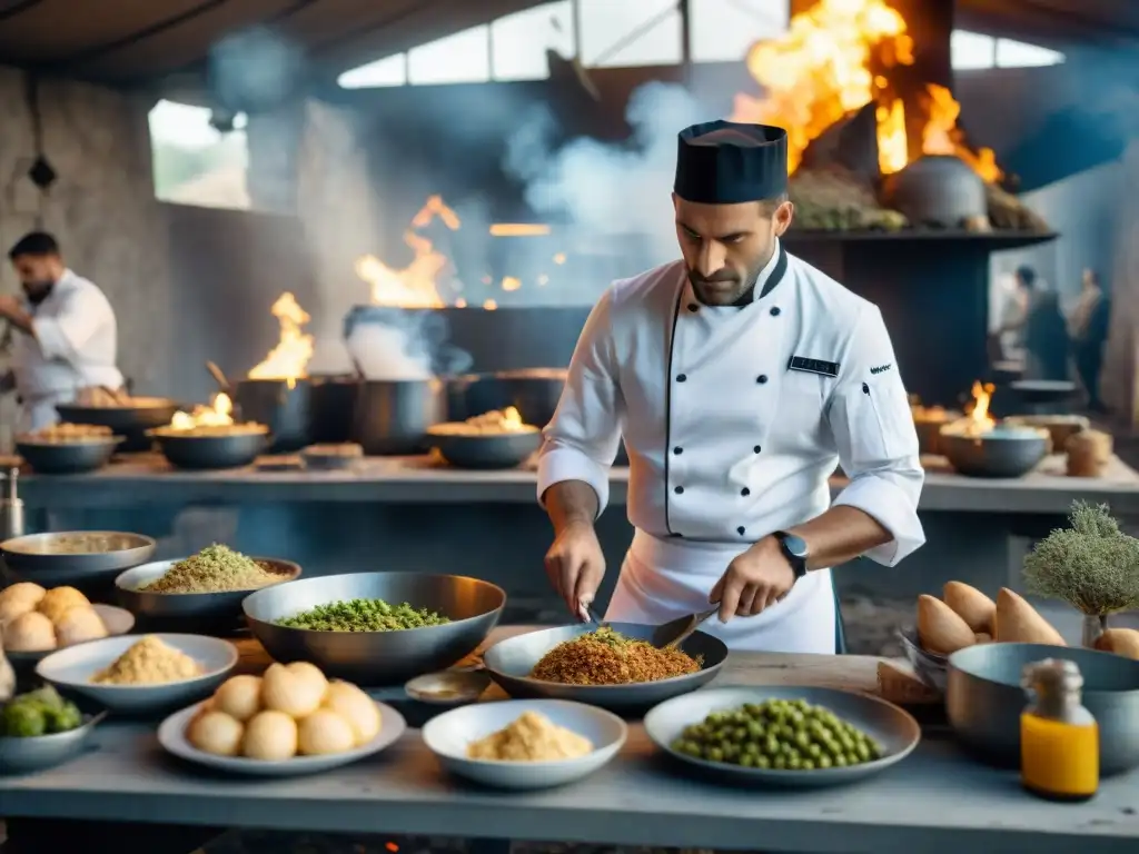 La representación de la cocina francesa en películas bélicas cobra vida con la imagen de un chef preparando un plato gourmet en medio de la guerra