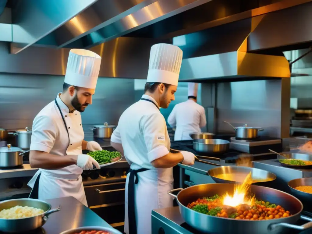 Cocina francesa viral: Chefs apasionados crean platos exquisitos en bulliciosa cocina parisina