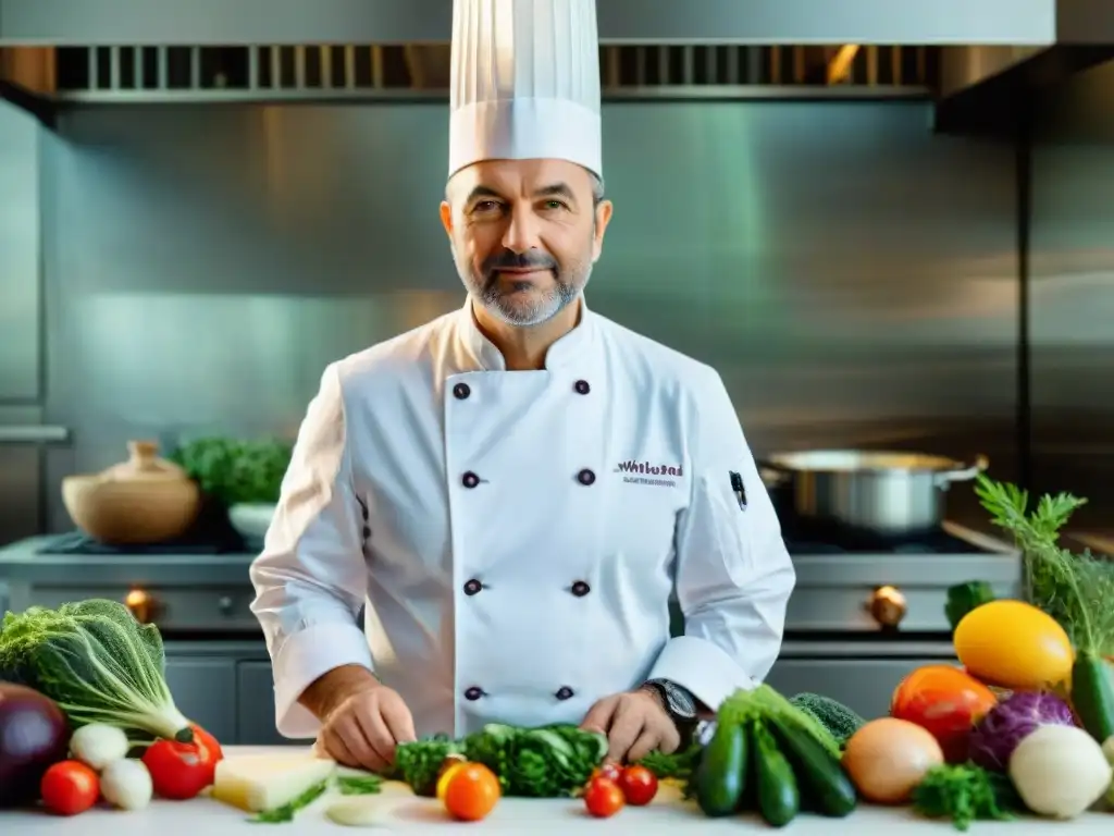 Michel Bras, con pasión en su cocina, creando con ingredientes frescos