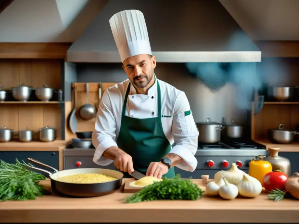 Cocina tradicional en Ródano-Alpes: chef preparando platos típicos con maestría