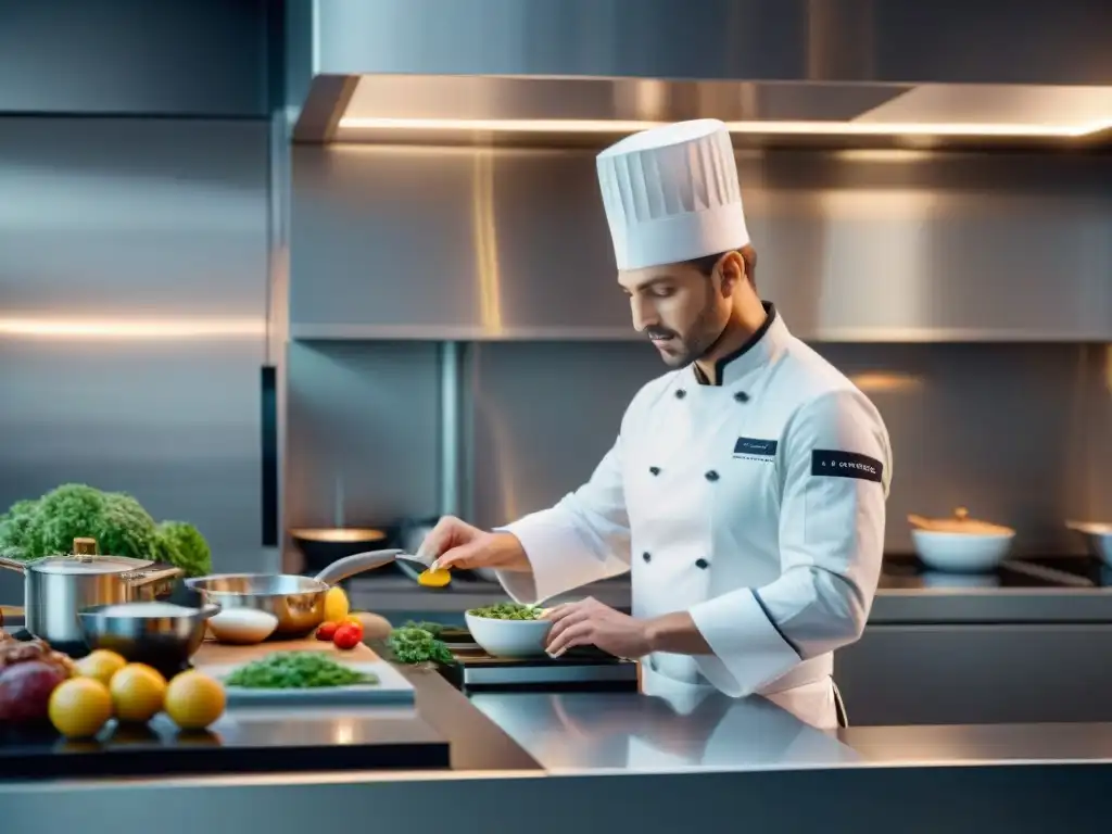 Una cocina de vanguardia con inteligencia artificial integrada en la preparación de exquisitos platos franceses