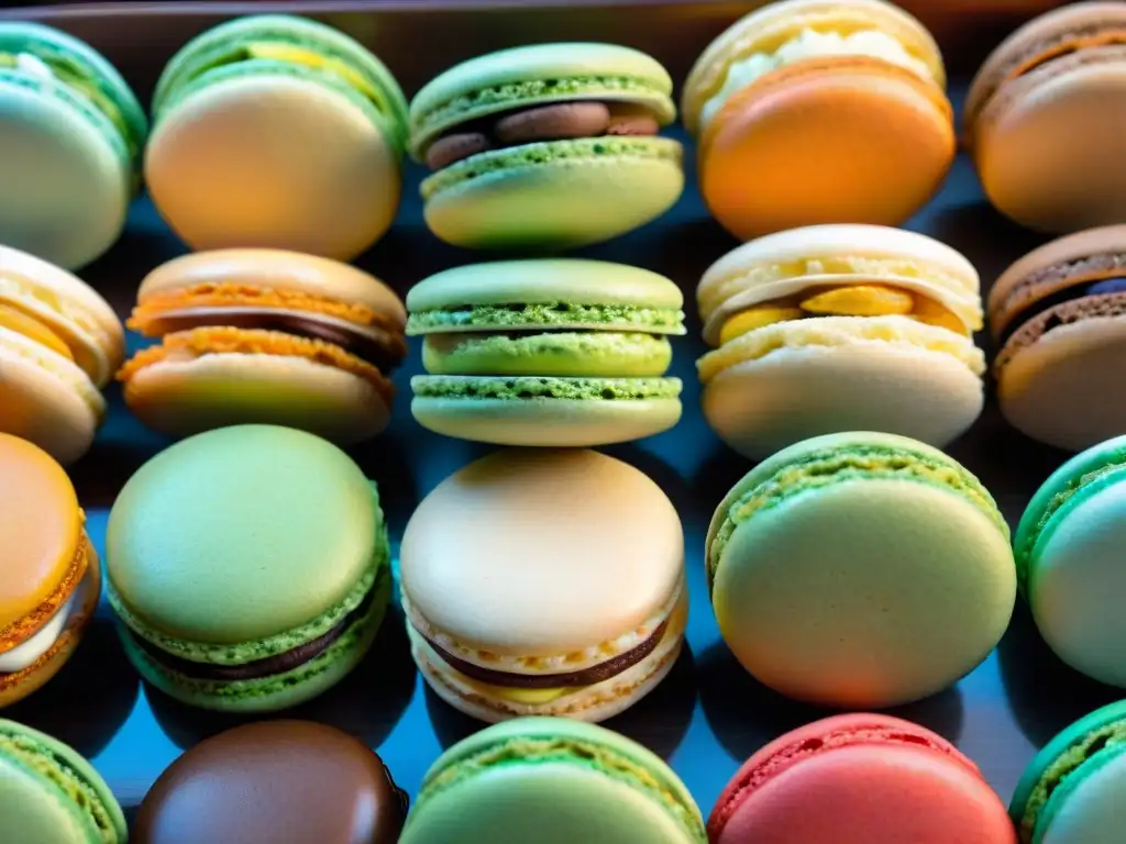 Una colección única de macarons franceses y sus variedades internacionales, con colores vibrantes y sabores exquisitos