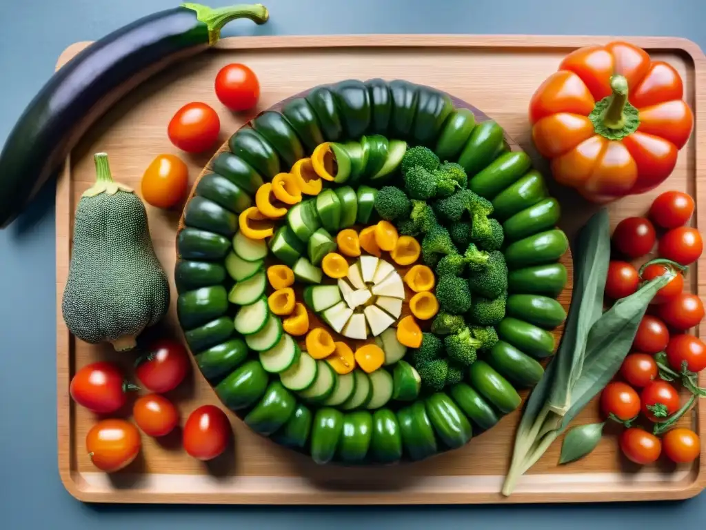 Preparación colorida de vegetales para receta ratatouille vegana fácil