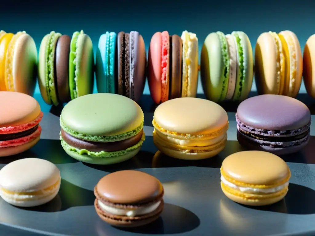 Combinaciones innovadoras de macarons franceses en una explosión de colores y sabores exquisitos