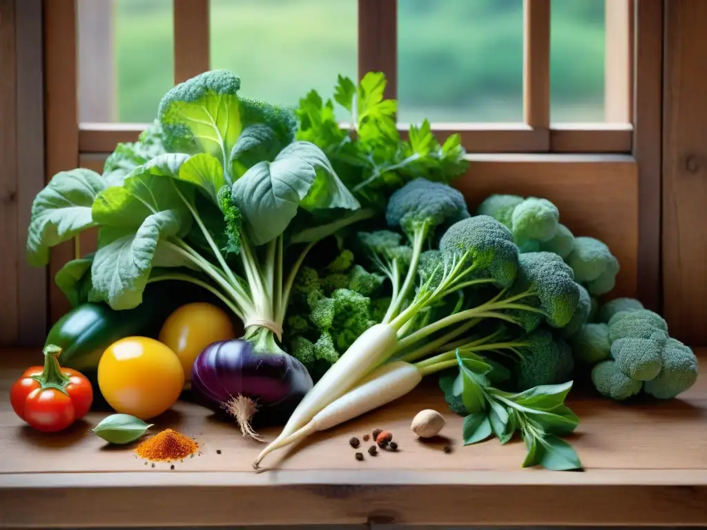 Tesoro culinario francés: ingredientes olvidados en una mesa rústica Una composición visual impresionante de ingredientes franceses olvidados, evocando innovación en gastronomía francesa