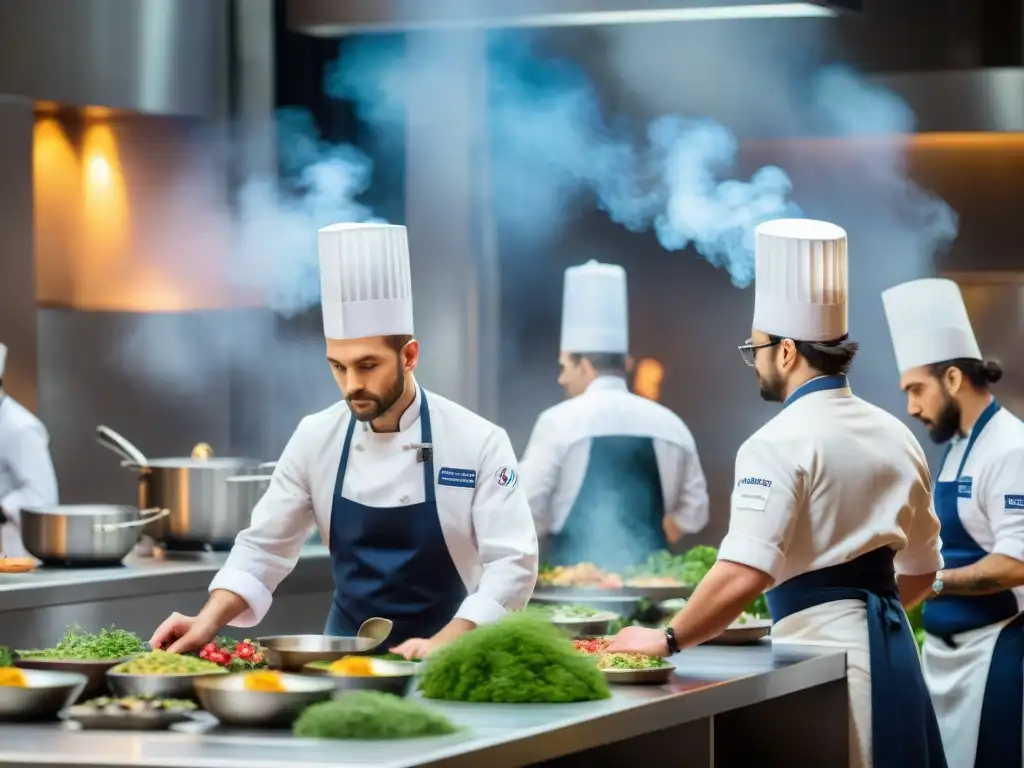 Concursos culinarios franceses: chefs compiten con pasión y precisión, creando platos extraordinarios en una intensa competencia gastronómica