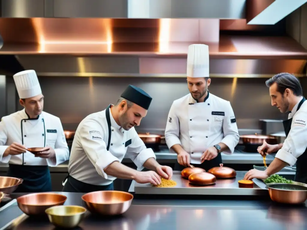 Concursos de gastronomía francesa: tradición e innovación se enfrentan en la cocina, creando un ambiente tenso y emocionante